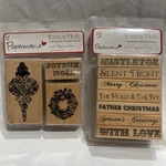 2 Papermania Wooden Stamp Set & Sentiments Collector Ed. Joyeux No Christmas. Fixed Price $9.99.