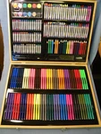 Artist Color Paint Set Imaginarium 210 Piece 5 Mediums Wood Storage Case. Fixed Price $10.36.