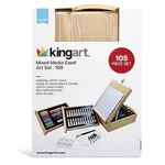 Kingart Mixed Media Easel Set 105 Piece Box With Brushes, Pastels. Fixed Price $43.66.
