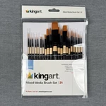 Kingart Studio: Mixed Media Brush Set For Acrylic, Watercolor & Gouache 21-PACK. Fixed Price $17.99.