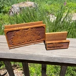 Vtg Lasercraft Engraved Wood Letter & Business Card Holders Solid Walnut Trees. Fixed Price $19.99.