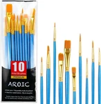 Aroic 10 Pcs Acrylic Paint Brush Set Nylon Hair Watercolor Oil. Fixed Price $10.08.