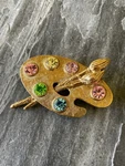 Vtg 1928 Davinci Palette Pastel Crystal Paint Brooch Artist. Fixed Price $21.99.