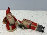 Vintage Christmas Santa Paper Mache Wood Cutter Lot Of 2 Repair. Fixed Price $39.50.