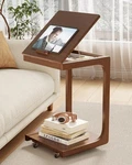 Aqimuele C-shaped End Table Walnut Rolling Wheels. Fixed Price $179.99.