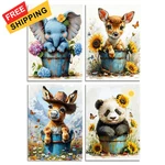 Gceosini 4 Pack Diamond Painting Kits For Adults, 12X16 Inches, Animal 01. Fixed Price $21.36.
