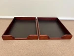 Set Of Vintage Eldon Woodline 2500 Desk Organizer Box Letter Tray 1980S. Fixed Price $49.50.