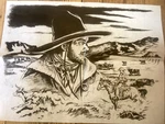 Tri-chem Ready To Paint Fabric Art 8925 Lonesome Dove Western Cowboy Vtg Xl. Fixed Price $24.95.
