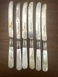 Antique Sterling Silver Dinner Knives Set Of 6- Bone Handles C. 1900. Fixed Price $249.00.