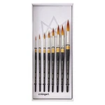 Kingart Original Golden Taklon Of 8 Paint Brush Set, Black/gold/silver. Fixed Price $62.99.