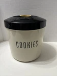 Vintage Mcm Large Cookie Jar Black Beige Rose Gold Tri State Plastic Nj Usa. Fixed Price $12.99.