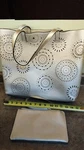 Echo Ny Large Tote Bag Gold Laser Cut 2 Pc Vegan Pebble Leather 15X15 + Pouch. Fixed Price $18.00.