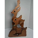 Vtg Wooden Reindeer Figurine Pair Christmas Decor Rustic Holiday Handpainted. Fixed Price $26.99.