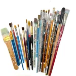 Lot 28 Mixed Prof Painter Artist Wood Handle Brushes Princeton Grumbacher Etc. Fixed Price $50.00.
