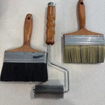 Ralph Lauren Check Roller, Denim And Linen Weaver Brush Set. Fixed Price $29.95.
