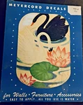 Vtg 40 Meyercord X 825 Black & White Swans Water Lily Decal Sealed Pkg. Fixed Price $12.99.