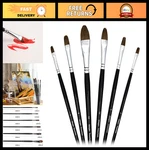 Artist Paint Brush Set - 6 Sizes Natural Sable Filbert Tips For Watercolor, Oil,. Fixed Price $53.99.