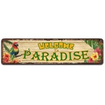 Welcome To Paradise Sign, Decorative Wall Art, Home Party 4 X 16 Inch, V-101. Fixed Price $17.58.