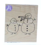 Hampton Art Jillibean Winter Snowman Snowmen Stick Figure Wooden Rubber Stamp. Fixed Price $10.99.