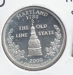 2000 Silver Maryland Proof Quarter - 90%. Fixed Price $16.75.