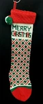 Vintage Machine Knit "merry Christmas" 25" Holiday Stocking Tri Colored Pom. Fixed Price $23.99.