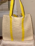 Sausalito Mark & Graham Woven Straw Tote Bag Yellow Handles Natural Beach Summer. Fixed Price $48.99.