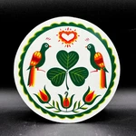 Pennsylvania Amish Hex Sign Jacob Zook Dutch Irish Round 7.75" Paradise Clover. Fixed Price $8.95.