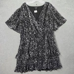 Simply Vera Wang Women Dress 2XL Black Paint Splatter Mini Line Ruffles. Fixed Price $18.72.