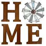 Btd Rustic Home Sign Large Walnut Wood Letters With Metal Windmill Decor. Fixed Price $74.81.