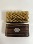 Vintage 1940-50 Hughes Natural Ebony Pure Bristle Brush Set Sterling Plackard. Fixed Price $44.95.