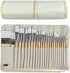 24 Pc Paint Brush Set With Canvas Case Wooden Handles For Acrylic Oil Watercolor. Fixed Price $17.63.