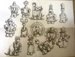 Tri-chem Ready To Paint Fabric Art 8997 Christmasaur Dinosaur Ornaments Vintage. Fixed Price $19.95.