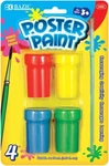 Bazic Color 4X18ML Poster Paint W/ Brush, Water Washable Red Yellow Blue Green. Fixed Price $11.95.