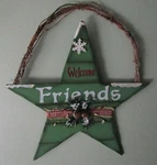 Christmas Decorated Wooden Star Door/wall Hanger. 16" 18" Approximately.. Fixed Price $16.50.