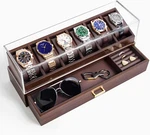 Elegant 6-SLOT Watch Box For Men With Drawer Walnut Organizer Gift Case. Fixed Price $91.99.