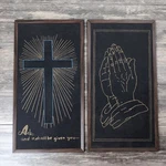 2 Completed Artex Pictures To Paint Praying Hands Shining Cross 10" 19" Framed. Fixed Price $27.16.