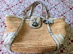 Coach Hampton Python Leather Trim Straw Turn Lock Shoulder Tote Bag 19359. Fixed Price $42.50.