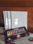 Oil Paint Set Myartscape 12MLX12 Tubes Artist Quality + 4-8X10" Stretched Canvas. Fixed Price $10.00.