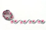 1" Pink/light Gray Swirl Flower Iron Embroidered Trim Sewing Notions Crafts. Fixed Price $14.99.