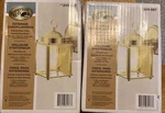 2 Hampton Bay Exterior Coach Lantern Lights Polished Brass Beveled Glass Shade. Fixed Price $29.99.
