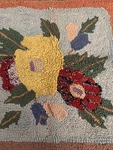 Finished Hand Hooked Vtg Rug Virginia Snow Studio Burlap Flower 20 Sq Canvas. Fixed Price $19.35.