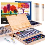 85 Piece Deluxe Wooden Art Supplies, Kit With Easel And Acrylic Pad, Set. Fixed Price $34.06.