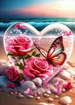 Beach Diamond Painting For Adults, Flowers Heart Kits, 5D Diy. Fixed Price $13.99.