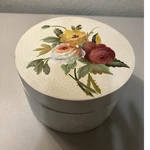 Artistic Moments Hand-painted Shabby Floral Wood Storage/decor Box Round Lidded. Fixed Price $18.00.