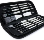 Artify Paint Brush Set 10 Pieces White Hog Bristle With Case For Acrylic Oil. Fixed Price $16.91.