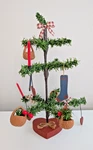 Primitive Feather Tree Style Christmas Heart Base Candle Stocking Walnut Basket. Fixed Price $34.94.