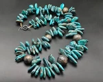 Huge Tribal Spider Web Green Turquoise Chip Silver Ball Beads Necklace #CP1209. Fixed Price $244.99.