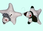 Two 6 Paper Mache Snowman Star Shaped Christmas Hanging Ornaments Decorative. Fixed Price $34.00.
