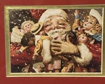 Holiday Santa Framed Print Christmas Joy Glitter Picture 11.5X9.5 Euc. Fixed Price $18.35.