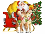 Vintage Image Shabby Christmas Santa Sleigh Reindeer Waterslide Decals CHR238. Fixed Price $13.99.
